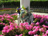 Flowers put at the foot of Statue of Queen of Peace